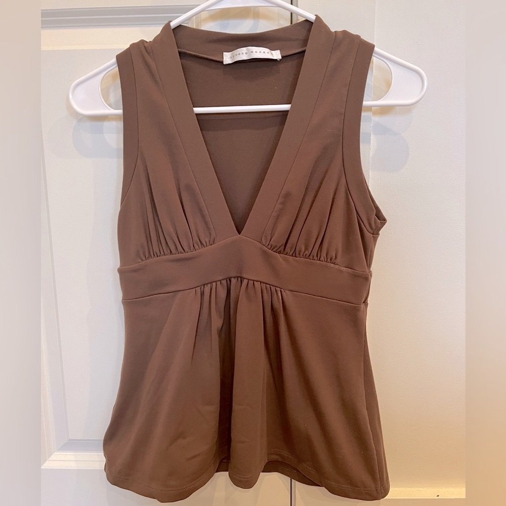 Susana Monaco Brown Empire Waist Top S